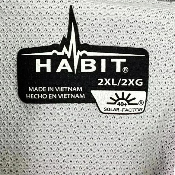 HABIT Mens 2XL Long Sleeve River Shirt Gray Solar-Factor UPF 40 Fishing - Picture 10 of 10